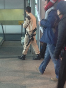 Over-coming Israeli paranoia at the train station,..